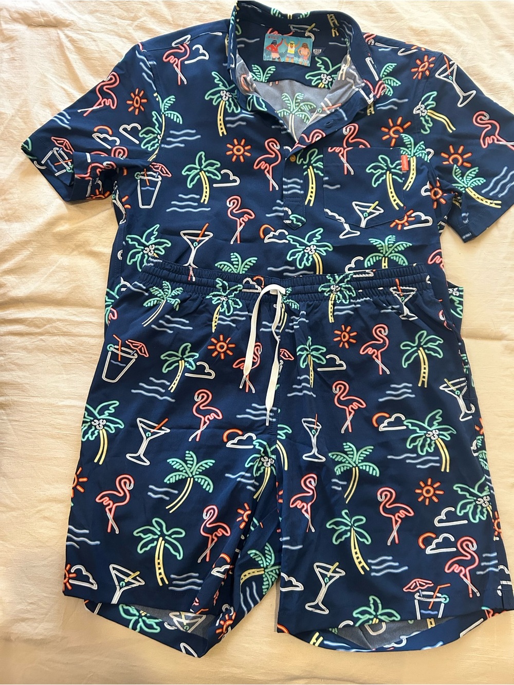 chubbies Navy Tropical Print Swim Shorts